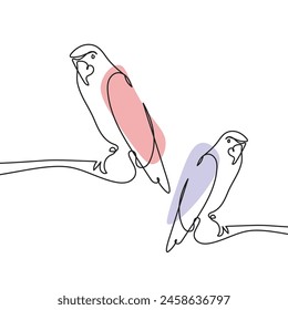 Loro una línea continua de dibujo, Vector, aislado sobre fondo blanco.