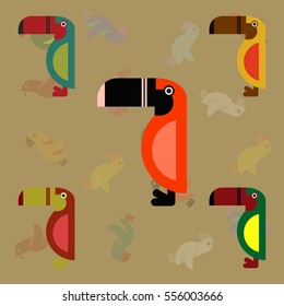 Parrots set, Kakadu birds collection