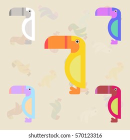 Parrots set, Kakadu birds collection