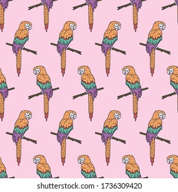 loros, verano tropical. Repetición del vector. Ideal para la decoración en casa, envoltura, raspado, papel pintado, regalo, niños, ropa.