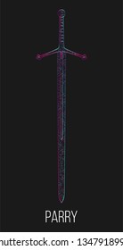 Parry abstract vector illustration.  Claymore sword.