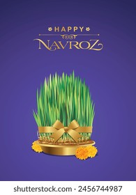 Parsi new year with Text Navroz Mubarak (happy new year). Celebrated in Indian states of Gujarat and Maharashtra.