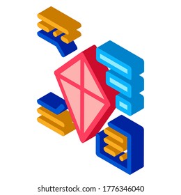 parsing kite icon vector. isometric parsing kite sign. color isolated symbol illustration