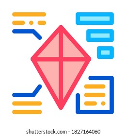 parsing kite icon vector. parsing kite sign. color symbol illustration