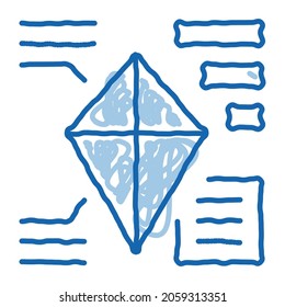 parsing kite sketch icon vector. Hand drawn blue doodle line art parsing kite sign. isolated symbol illustration