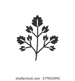 Parsley black glyph icon. Herb leavesCooking ingredient.
