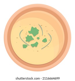 Parsley cream soup icon cartoon vector. Hot dish. Vegetable plate