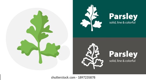 Parsley flat icon, with Parsley simple, line icon