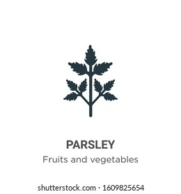 Parsley glyph icon vector on white background. Flat vector parsley icon symbol sign from modern fruits collection for mobile concept and web apps design.