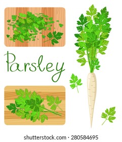 Parsley herb. entire and sliced