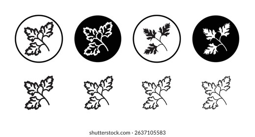 Parsley icon Black line art vector logo set
