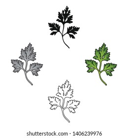 Parsley icon in cartoon,black style isolated on white background. Herb an spices symbol stock vector illustration.