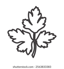 Parsley Icon Depicting a Leafy Herb in Black and White