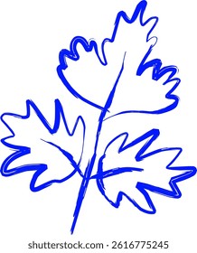 parsley icon in doodle style. blue line scribble icon	