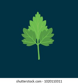 Parsley icon in flat style isolated vector illustration on blue transparent background.