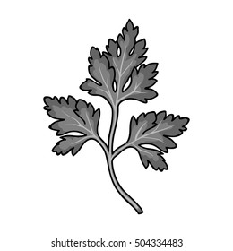 Parsley icon in monochrome style isolated on white background. Herb an spices symbol stock vector illustration.