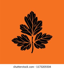 Parsley icon. Orange background with black. Vector illustration.