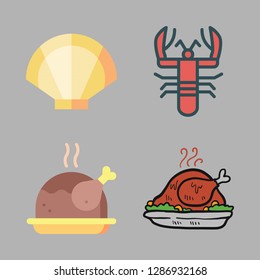 parsley icon set. vector set about chicken, clam, lobster and turkey icons set.