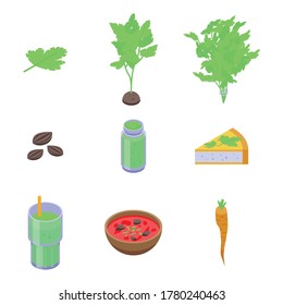 Parsley icons set. Isometric set of parsley vector icons for web design isolated on white background