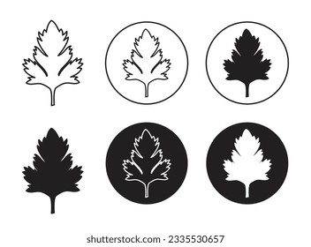 Parsley leaf icon set. coriander leaves vector symbol set.