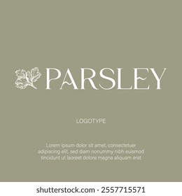 Parsley logo. Modern typography with pictogram. Brand image