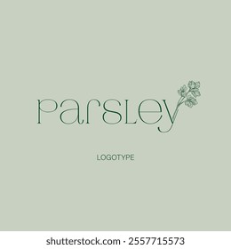 Parsley logo. Modern typography with pictogram. Brand image