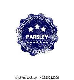 parsley premium quality emblem, label, badge. premium quality package label. vintage stamp. designed for parsley product 