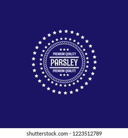 parsley premium quality emblem, label, badge. premium quality package label. vintage stamp. designed for parsley product 