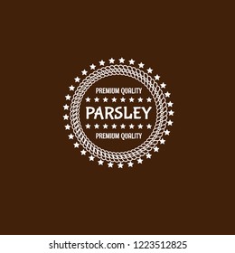 parsley premium quality emblem, label, badge. premium quality package label. vintage stamp. designed for parsley product 