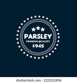 parsley premium quality emblem, label, badge. premium quality package label. vintage stamp. designed for parsley product 