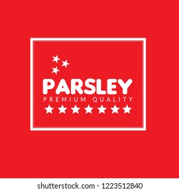 parsley premium quality emblem, label, badge. premium quality package label. vintage stamp. designed for parsley product 