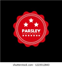 parsley premium quality emblem, label, badge. premium quality package label. vintage stamp. designed for parsley product 