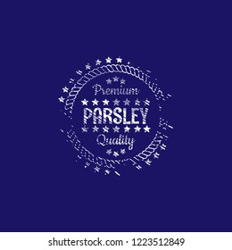 parsley premium quality emblem, label, badge. premium quality package label. vintage stamp. designed for parsley product 