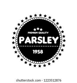 parsley premium quality emblem, label, badge. premium quality package label. vintage stamp. designed for parsley product 