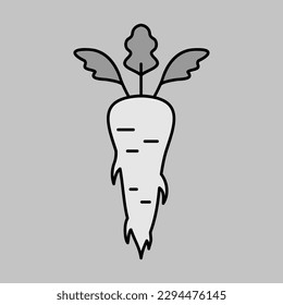 Parsley Root isolated vector grayscale icon. Vegetable sign. Graph symbol for food and drinks web site, apps design, mobile apps and print media, logo, UI