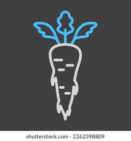 Parsley Root isolated vector on dark background icon. Vegetable sign. Graph symbol for food and drinks web site, apps design, mobile apps and print media, logo, UI