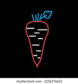 Parsnip root isolated vector on black background icon. Vegetable sign. Graph symbol for food and drinks web site, apps design, mobile apps and print media, logo, UI