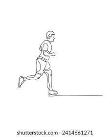 Parson running one line art illustration portaits black