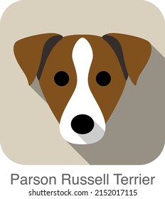 Parson Russell terrier face flat icon, dog series