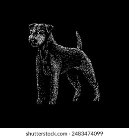 parson russell terrier hand drawing vector isolated on black background.