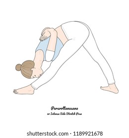 Parsvottanasana or Intense Side Stretch Pose. Vector. 