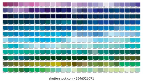 Part 02 Color Palette. Color Template Chart for your design. Print Test Page. Color Numbers or Names. RGB, CMYK, Pantone. Vector color palette.