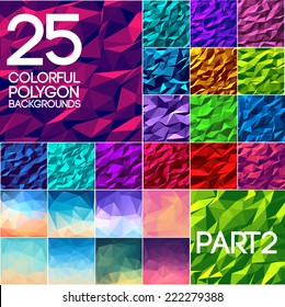 part 1 of collection bright colors set polygonal backgrounds concept. Vector illustration design