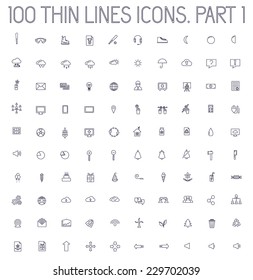 part 1 of collection thin lines pictogram icon set concept background. Vector template design for web and mobile application