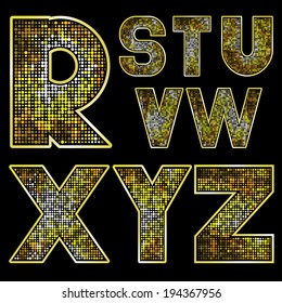 Part 3. Golden English alphabet with decorative letters from R - Z. 