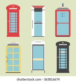 Part 4 of 4 / Telephone boxes from the whole world / different versions of Public call boxes / Set of 6  Boxes / Boxes from Europe / Telephone, Telephone box, Public telephone, telephone flat, phone