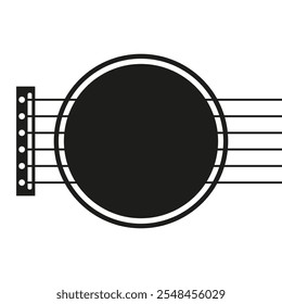 Parte do corpo da guitarra acústica com furo e cordas. Ilustração vetorial.