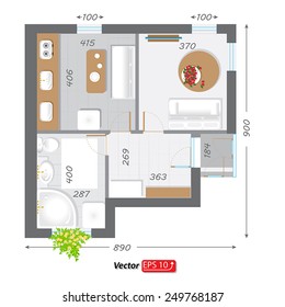 part of architectural project Ground Floor Plan Floorplan House Home Building Architecture Blueprint Layout Detailed architectural plan. EPS10 vector illustration