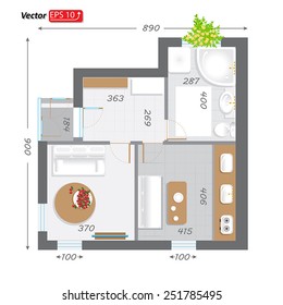 part of architectural project Ground Floor Plan Floorplan House Home Building Architecture Blueprint Layout Detailed architectural plan. EPS10 vector illustration
