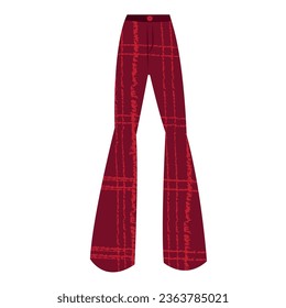 Part of basic wardrobe. Flared trousers. Clothing store, fashion. Flat style design, isolated vector. Fall print element, seasonal warm, cozy clothes.